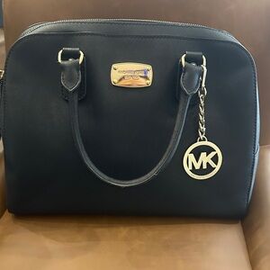 Michael Kors Black Satchel with Gold Accents